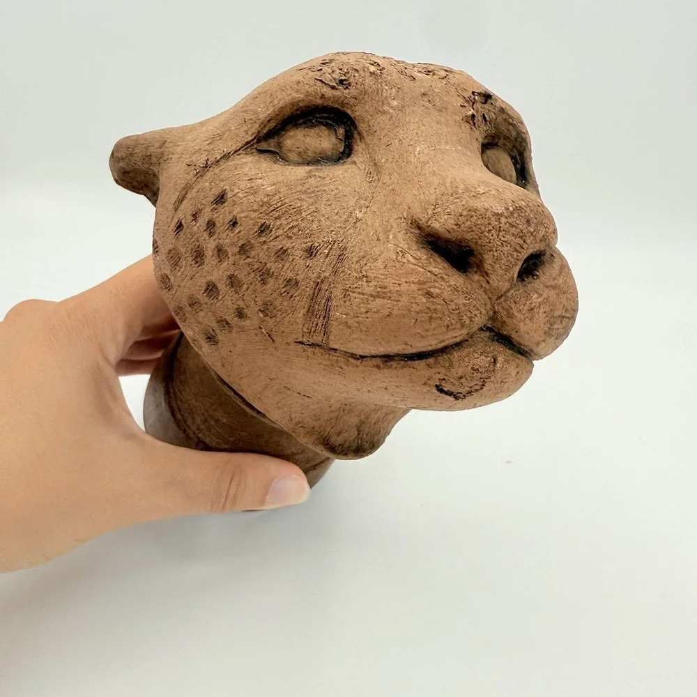 Wooden Carved Leopard Jaguar Figurine Head Marked ADR Bath/ Hand Towel Holder??